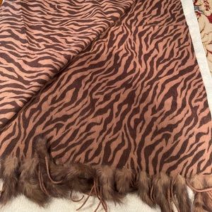 100% wool with genuine rabbit fur trim scarf/wrap